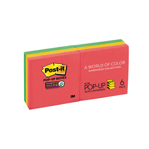 Post-it Super Sticky Pop-up Notes Marrakesh 76x76mm R330-6SSAN - 6 Pack