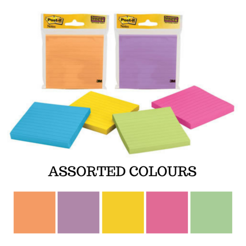 Post-It Super Sticky Notes 100x100mm Large Ultra Assorted Colours - 90 Sheet
