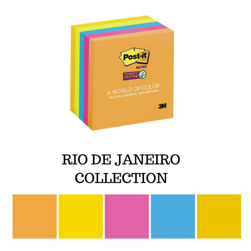 Post-it Super Sticky Notes Rio De Janiero 654-5SSUC Assorted Colours - 5 Pack