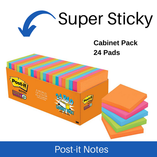 Post-it Super Sticky Notes Cabinet Pack Rio De Janeiro 76x76mm 654-24SSAU - 24 Pack