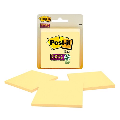 Post-it Super Sticky Notes 76x76mm 3321-SSCY Canary Yellow - 3 Pack