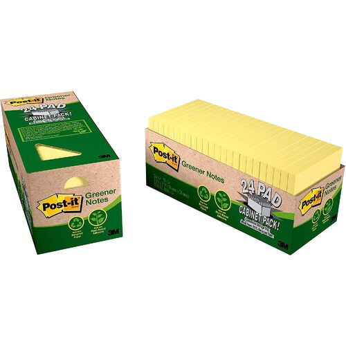 Post-it Notes 76x76mm 100% Recycled 654R-24CP-CY Yellow - 24 Pack