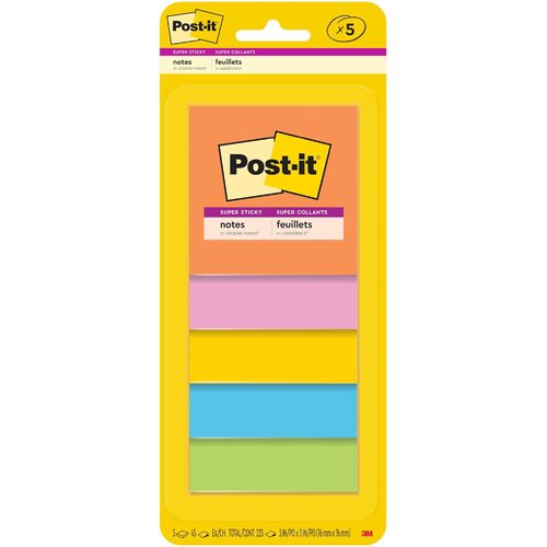 Post-it Super Sticky Notes 76 x 76mm Energy Boost 5 Pack 3321-5SSAU - Assorted