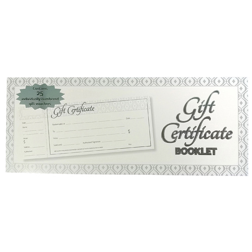 Ozcorp Gift Certificate Booklet Gift Vouchers Ivory/Silver - 25 Pack