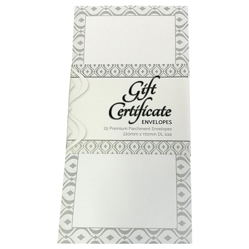 Ozcorp Gift Certificate Envelopes For Booklet Gift Vouchers Ivory/Silver - 25 Pack
