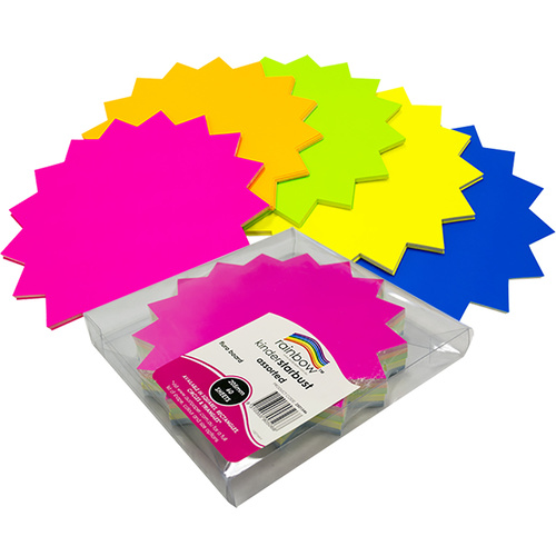 Starbust Rainbow Advertising Sign Stars Assorted Fluoro Colours 150mm - 60 Pack