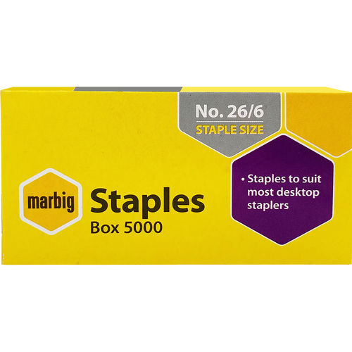 Marbig Staples 26/6 5000 Pack