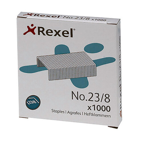 Rexel Staples NO.23 (23/8) 8mm 20 Sheet Capacity - 1000 Pack