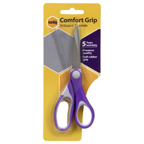 Marbig Comfort Fit Scissors 135mm Heavy Gauge  Stainless Steel Blades - Assorted Colours