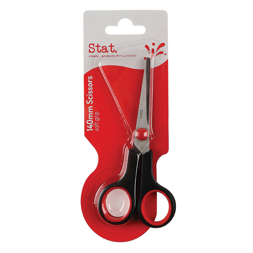 Scissors Stainless Steel blades With Contoured Soft Grip 5.5 Inch/140mm Stat  - Black and Red