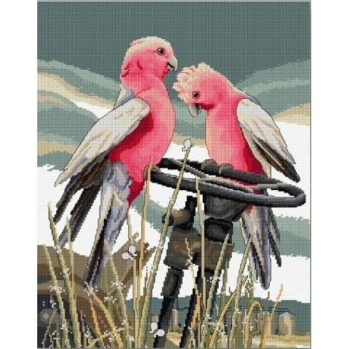 Country Threads Cross Stitch Kit PERCHING PAIR GALAHS Design 34x44cm - FJ.1091