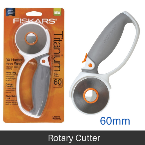 FISKARS 60mm Rotary Cutter With Soft Grip And Safety Blade Lock BR5875 - Titanium Blade