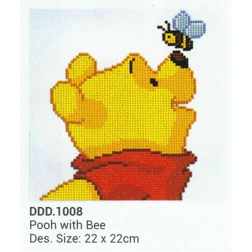 Diamond Dotz 5D Embroidery Facet Art Kit, POOH WITH BEE , 22 x 22cm, DDD.1008