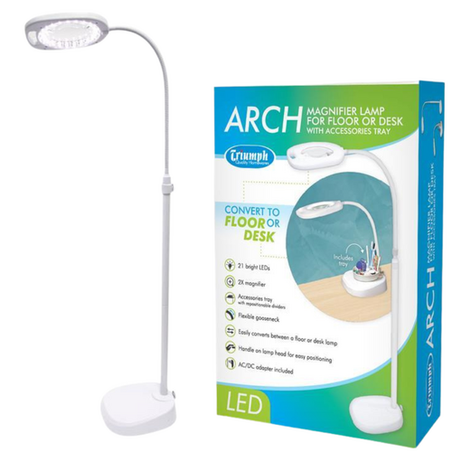 TRIUMPH LED Floor Or Desk Lamp Magnifier Desk Sewing Craft Light Lamp Arch - OD109.W