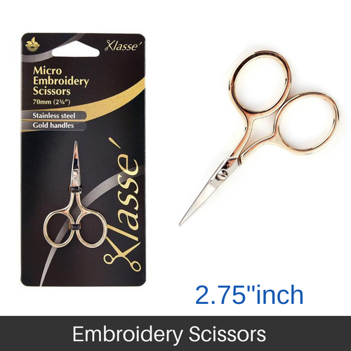 Klasse Micro Embroidery Scissors With Gold Handle Stainless Steel 70mm (2.75"Inch) - BK4602