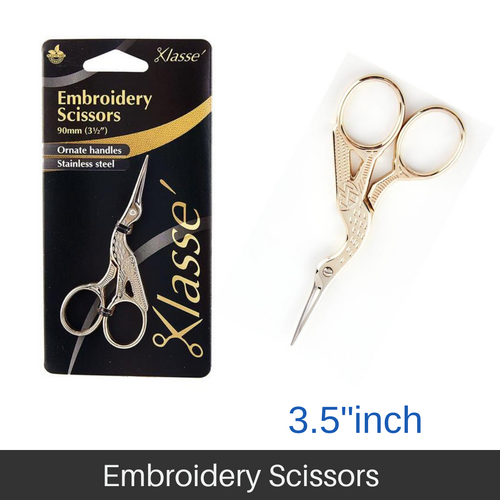 Klasse Embroidery Scissors Stork Gold Handle S/Steel 90mm (3.5"Inch) - BK4603