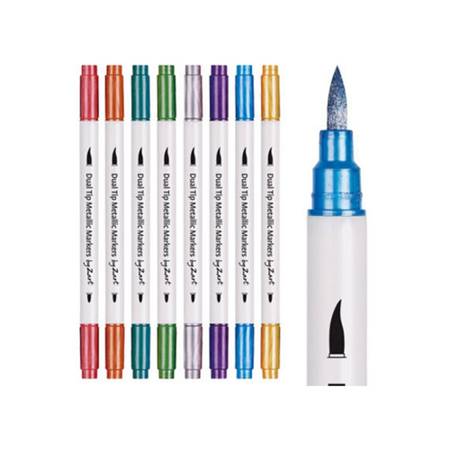 Colourme Dual Tip Metallic Markers by Zart  CMA.002 Assorted Colours - 8 Pack