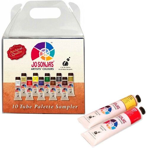 Jo Sonja's Artists Acrylic Paint Tubes Set 10 Brilliant Colours x 20ml Art Kit - JS51529
