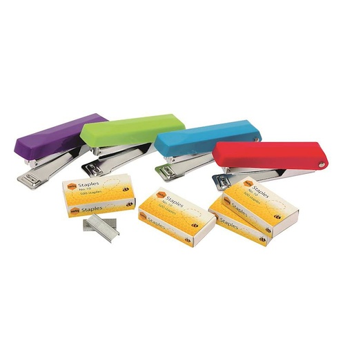 Marbig Stapler No.10 With Staples Included 10 Sheet Capacity- Assorted Colours