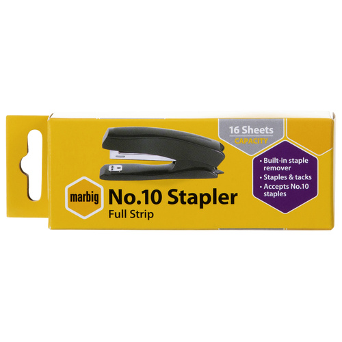 Marbig Stapler Full Strip No.10 With 16 Sheet Capacity 90400B  - Black