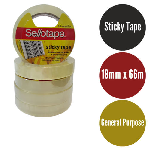 Sellotape Sticky Tape, Repair, Packaging Tape 18mm X 66m