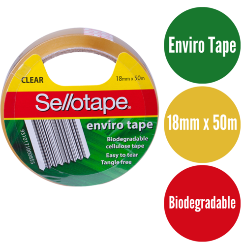 Sellotape Enviro Sticky Tape, Repair, Packaging Tape 18mm x 50m
