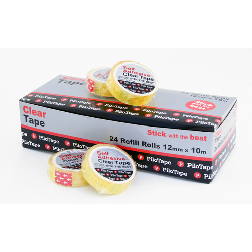PiloTape Self Adhesive Clear General Tape 12mmx10m - Box 24
