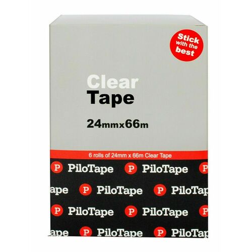 PiloTape Self Adhesive Clear General Tape 24mmx66m In Reuasable Tin - Pack 6