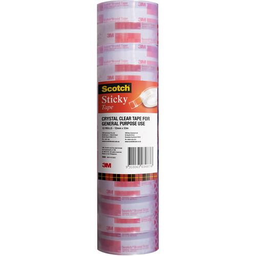 Scotch Everyday Crystal Clear Sticky Tape 502 12mm x 33m -12 Pack