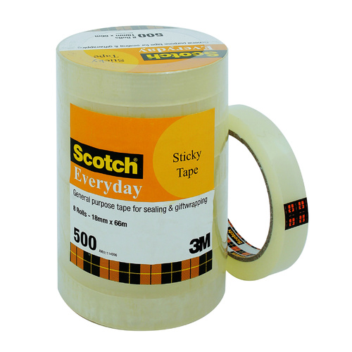 Scotch Everyday 500 Adhesive Tape 18mm x 66m - 8 Pack