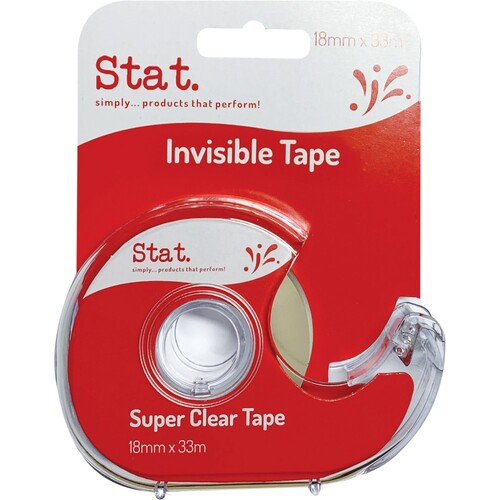 Stat Invisible Tape 18mm x 33m On Dispenser