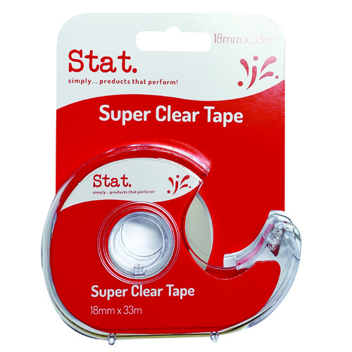 Stat Clear Sticky Tape 18mm x 33m On Dispenser