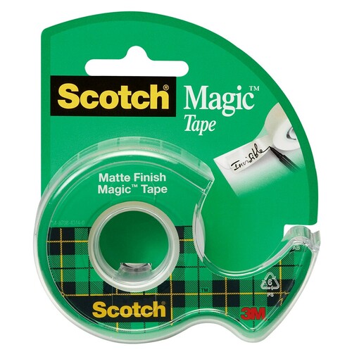 12 x Scotch Magic Tape 19mm x 7.6m On Dispenser
