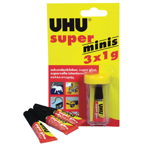UHU Super Glue Mini's Handy 3 Per Pack 1ml - UHU-45415