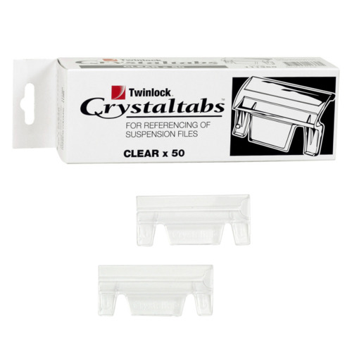 Crystalfile Suspension File Tabs Twinlock Clear Index Tabs - 50 Pack