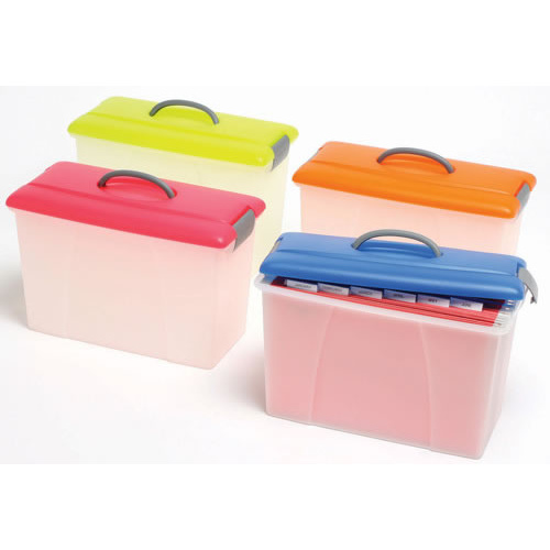 Crystalfile PortaFile Carry Case Box 18 Litre Clear Base - Pink Lid