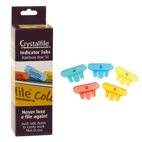 Crystalfile Index Tabs 50 Pack -  Rainbow