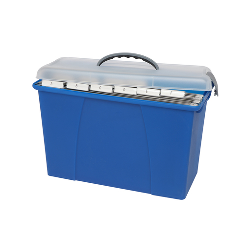 Crystalfile Carry Case Box 18 Litre Clear Lid Blue Base 8007701A - 6 Pack