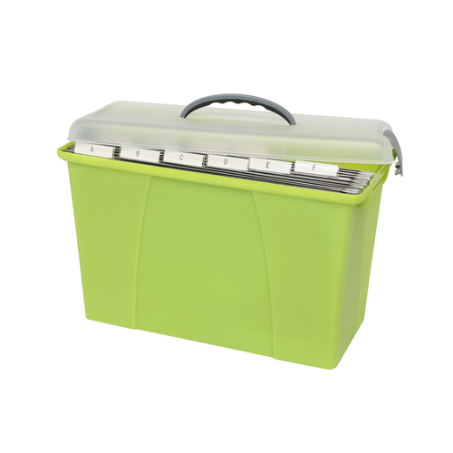 Crystalfile Carry Case Box 18 Litre Clear Lid Lime Base 8007704A - 6 Pack