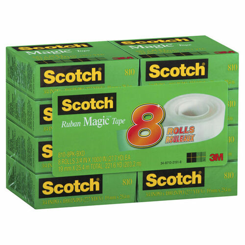 Scotch Magic Tape Invisible Tape 810-8PK-BXD 19mm - Pack of 8
