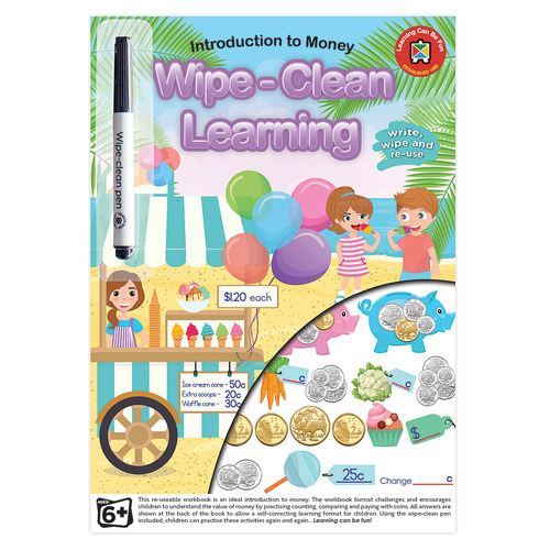 Wipe-Clean Learning Book "Introduction To Money" Educational Book