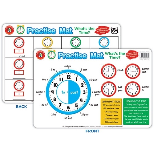 Educational Posters | Practice Mats | Placemats Learning Can Be Fun - WHATS THE TIME