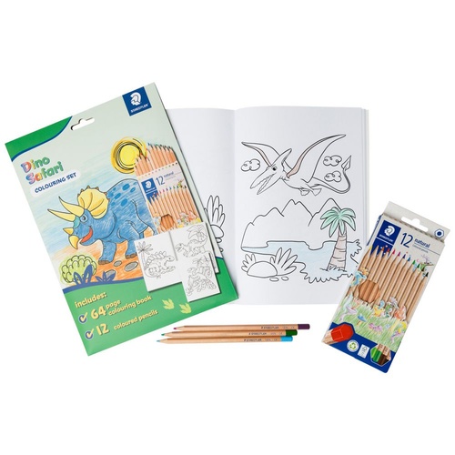 Staedtler Colouring Book Set Includes PK 12 Pencils - DINO SAFARI