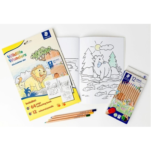 Staedtler Colouring Book Set Includes PK 12 Pencils - WILDLIFE WONDERS