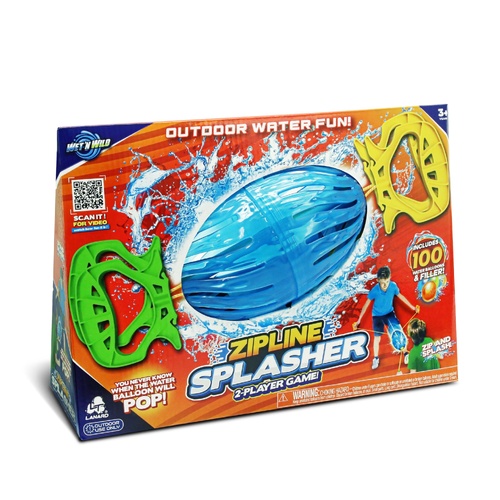 Wet 'N' Wild Zipline Splasher 2 Player Game Outdoor Water Fun - AL77036