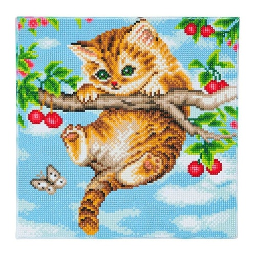 Craft Buddy Cherry Kitten Diamond Painting 30cm Crystal Art Kit Kids/Family 8y+