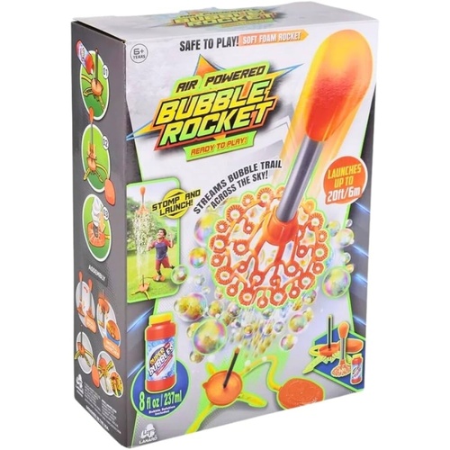 Air Powered Bubble Stomp Rocket Launcher With Bubble Mix - AL96101