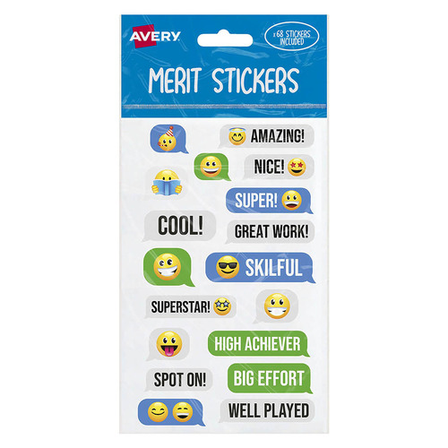 Avery Merit Award Stickers Assorted Message Shapes - 68 Pack