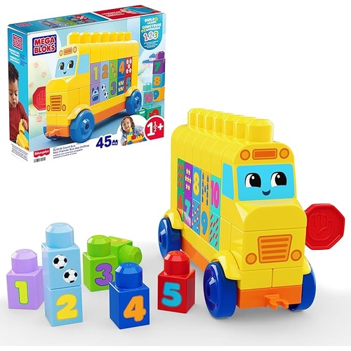 Bus Mega Bloks Build & Count 45 Pieces Building Blocks - MATJKG34