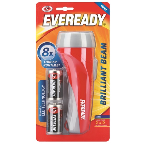 Eveready Brilliant Beam Torch Includes 2 X D Batteries Battery